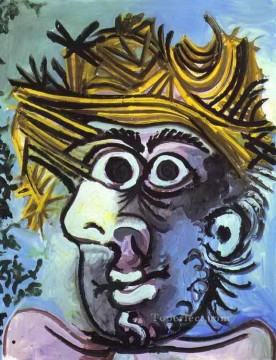 麦わら帽子をかぶった男の頭 1971年 パブロ・ピカソ Oil Paintings